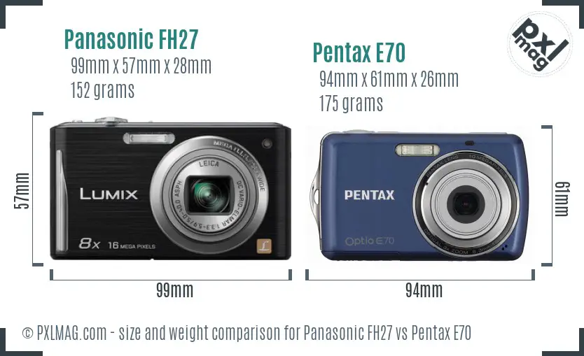 Panasonic FH27 vs Pentax E70 size comparison Panasonic FH27 vs Pentax E70 size comparison