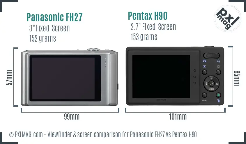 Panasonic FH27 vs Pentax H90 Screen and Viewfinder comparison