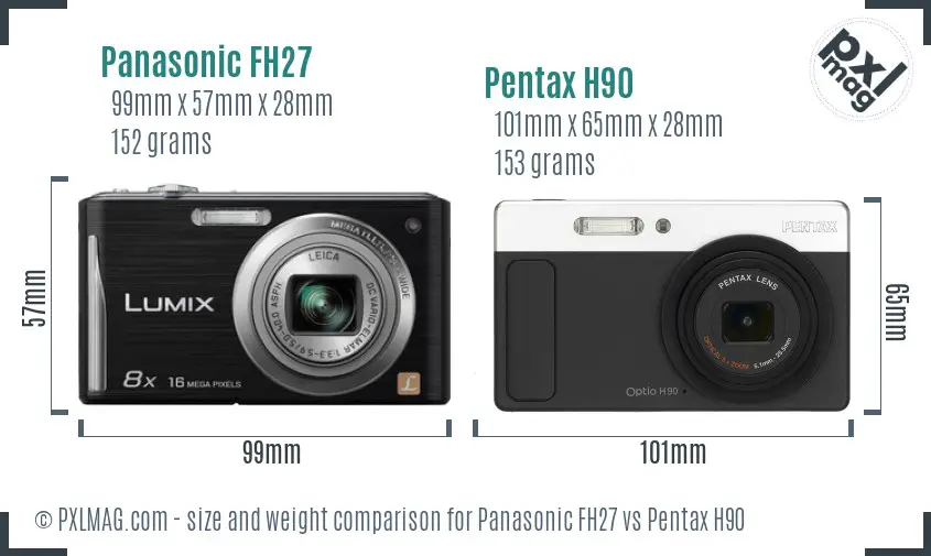 Panasonic FH27 vs Pentax H90 size comparison