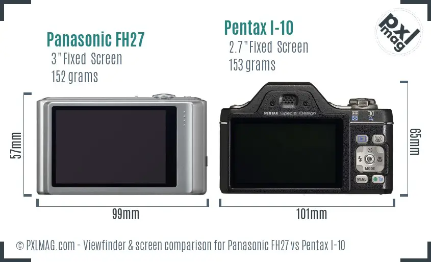 Panasonic FH27 vs Pentax I-10 Screen and Viewfinder comparison