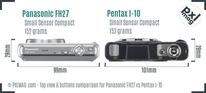 Panasonic FH27 vs Pentax I-10 top view buttons comparison