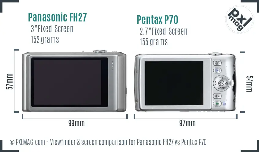 Panasonic FH27 vs Pentax P70 Screen and Viewfinder comparison