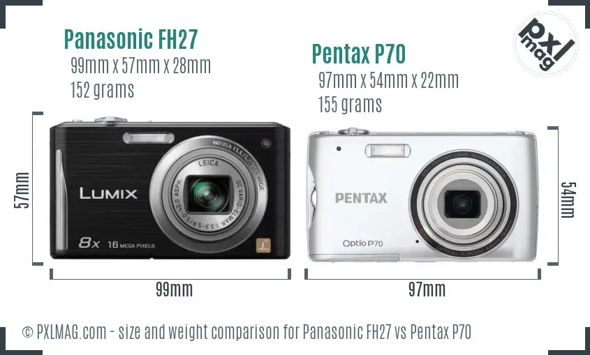 Panasonic FH27 vs Pentax P70 size comparison