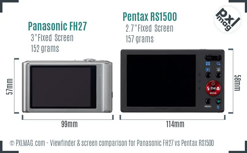 Panasonic FH27 vs Pentax RS1500 Screen and Viewfinder comparison