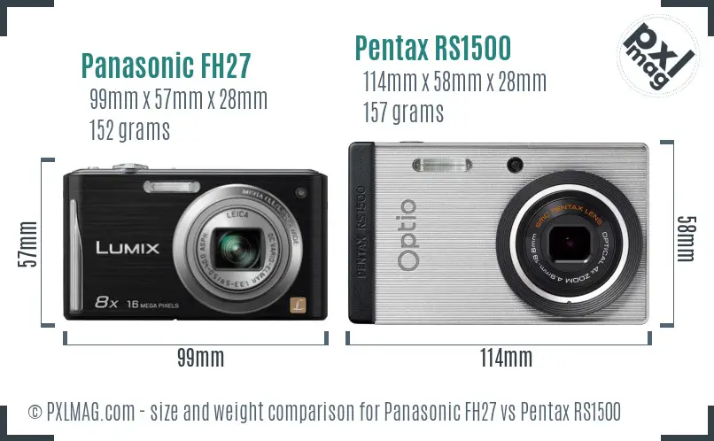 Panasonic FH27 vs Pentax RS1500 size comparison