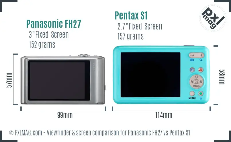 Panasonic FH27 vs Pentax S1 Screen and Viewfinder comparison