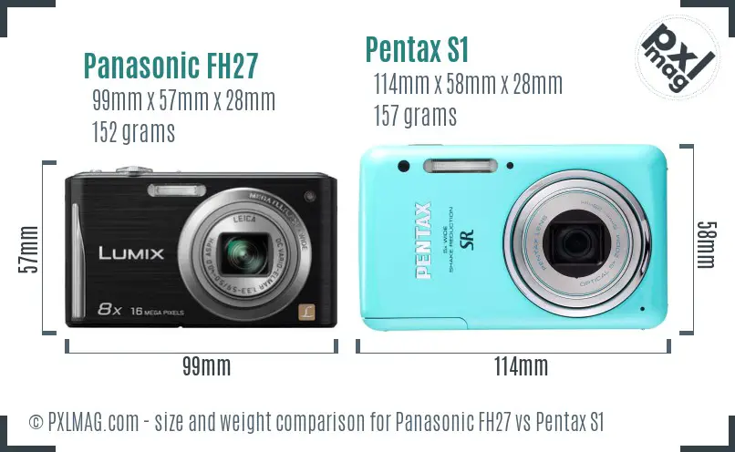 Panasonic FH27 vs Pentax S1 size comparison