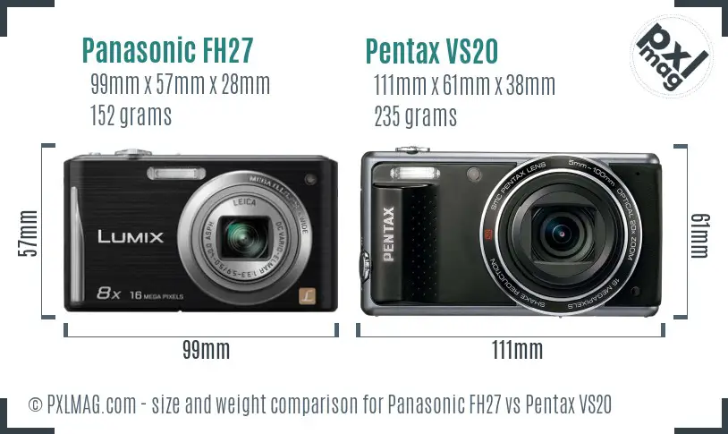 Panasonic FH27 vs Pentax VS20 size comparison