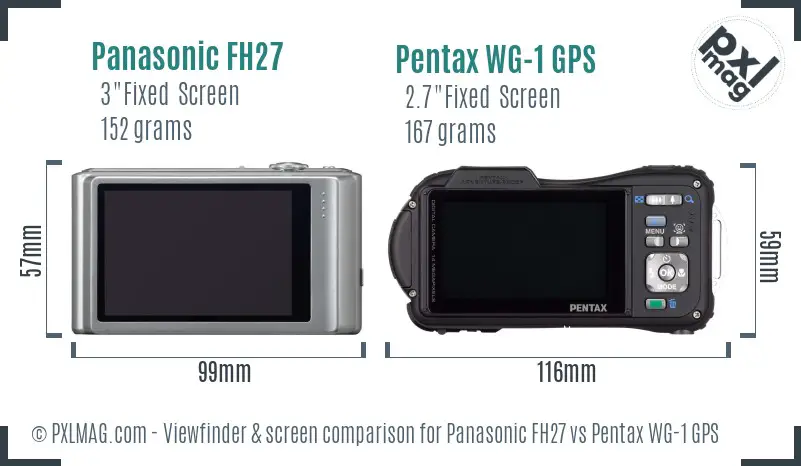 Panasonic FH27 vs Pentax WG-1 GPS Screen and Viewfinder comparison