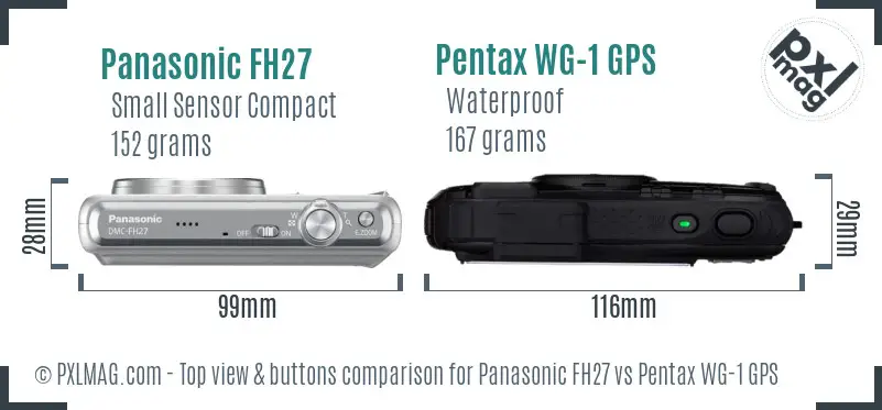 Panasonic FH27 vs Pentax WG-1 GPS top view buttons comparison