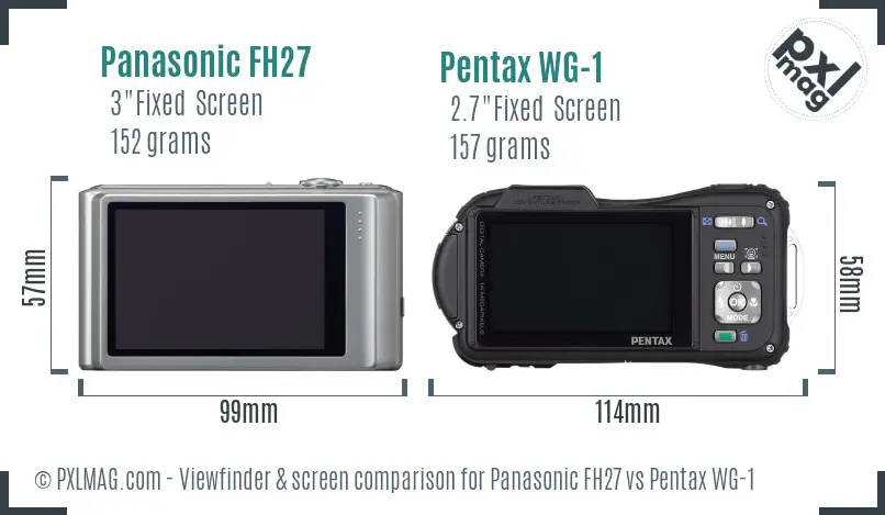 Panasonic FH27 vs Pentax WG-1 Screen and Viewfinder comparison