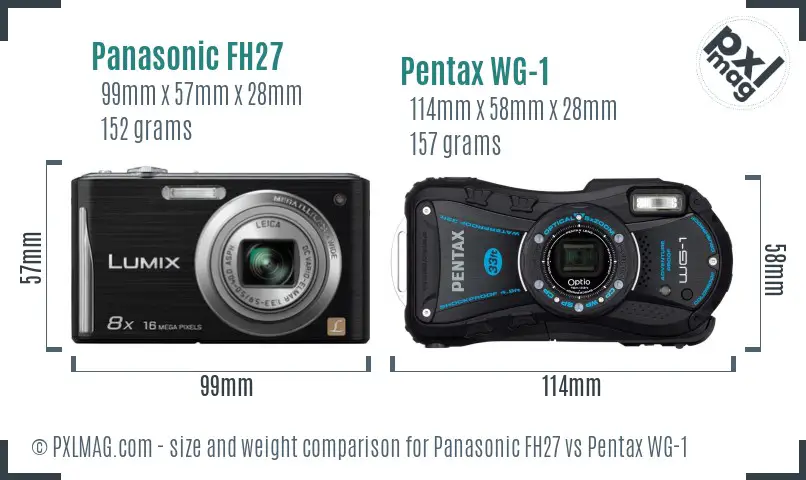 Panasonic FH27 vs Pentax WG-1 size comparison