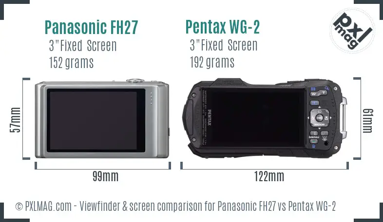 Panasonic FH27 vs Pentax WG-2 Screen and Viewfinder comparison