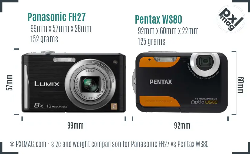 Panasonic FH27 vs Pentax WS80 size comparison
