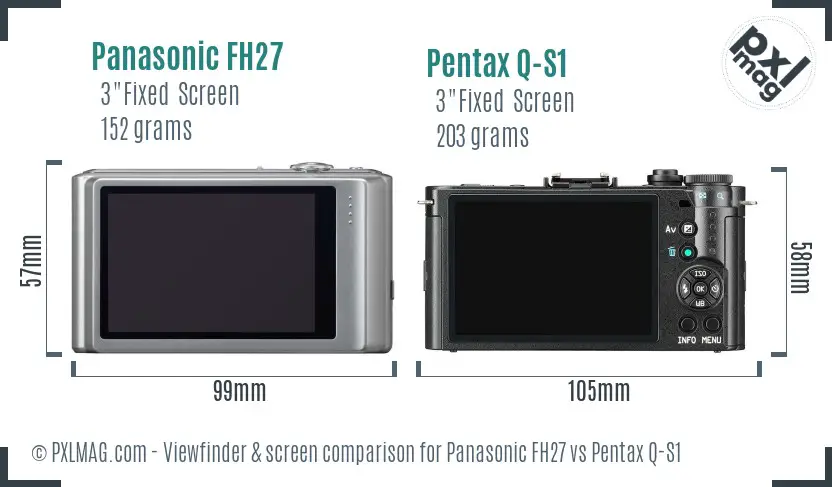 Panasonic FH27 vs Pentax Q-S1 Screen and Viewfinder comparison