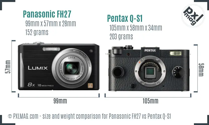 Panasonic FH27 vs Pentax Q-S1 size comparison