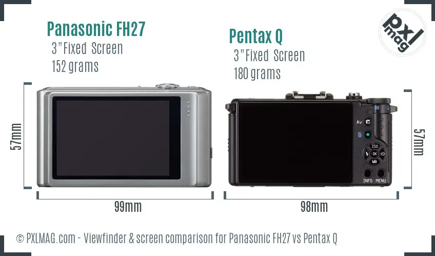 Panasonic FH27 vs Pentax Q Screen and Viewfinder comparison