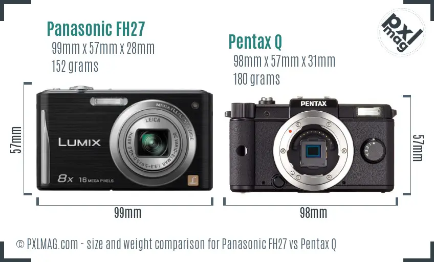 Panasonic FH27 vs Pentax Q size comparison