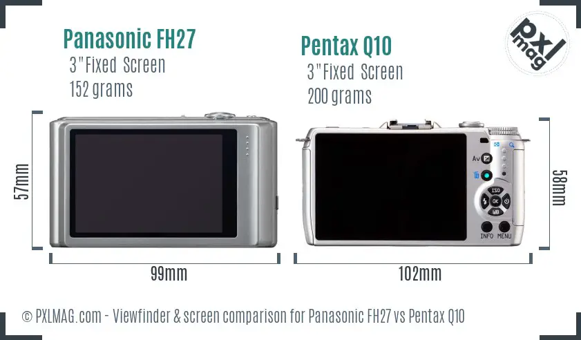 Panasonic FH27 vs Pentax Q10 Screen and Viewfinder comparison