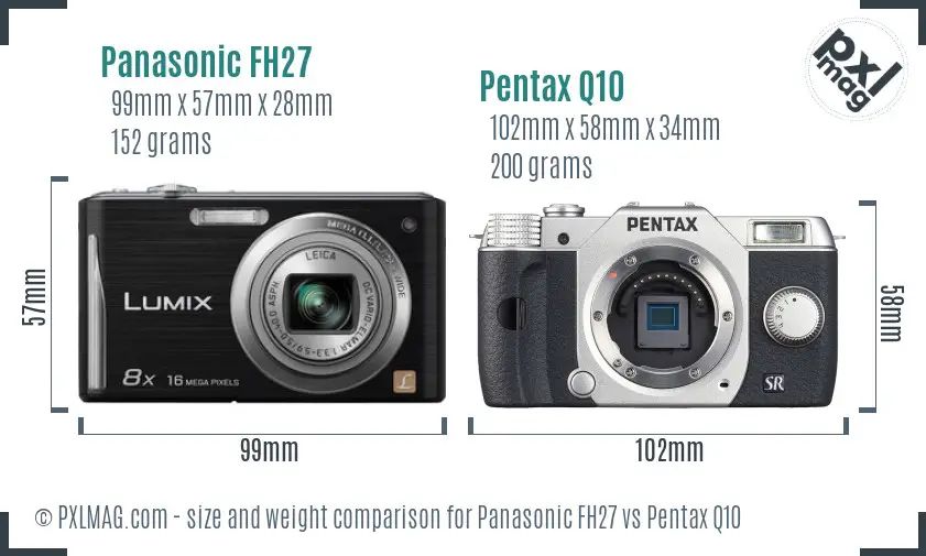 Panasonic FH27 vs Pentax Q10 size comparison