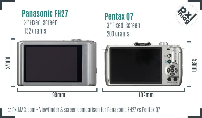 Panasonic FH27 vs Pentax Q7 Screen and Viewfinder comparison