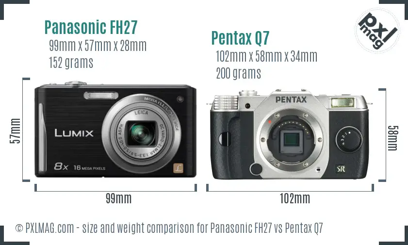 Panasonic FH27 vs Pentax Q7 size comparison