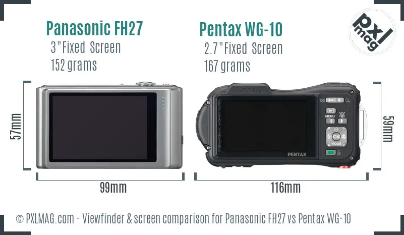 Panasonic FH27 vs Pentax WG-10 Screen and Viewfinder comparison