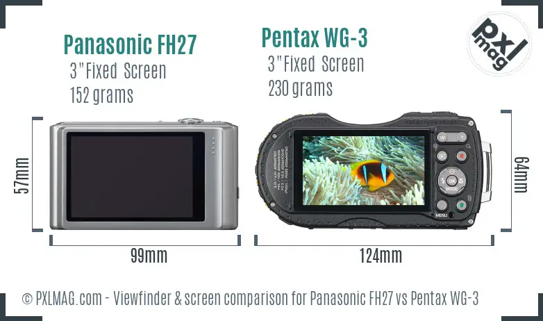 Panasonic FH27 vs Pentax WG-3 Screen and Viewfinder comparison