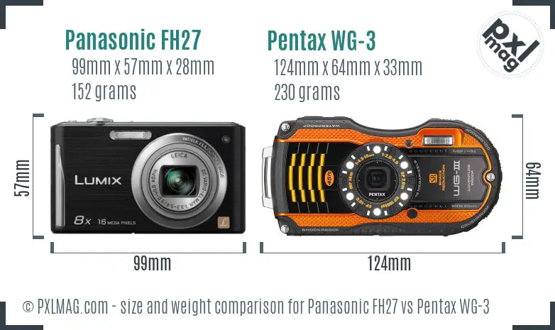 Panasonic FH27 vs Pentax WG-3 size comparison