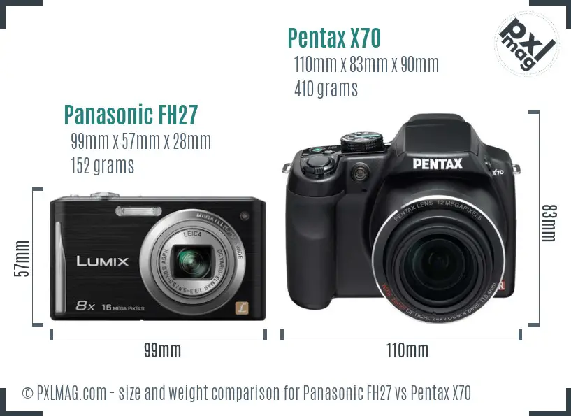 Panasonic FH27 vs Pentax X70 size comparison Panasonic FH27 vs Pentax X70 size comparison