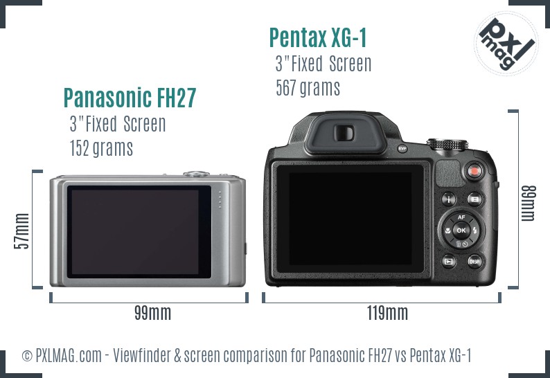 Panasonic FH27 vs Pentax XG-1 Screen and Viewfinder comparison