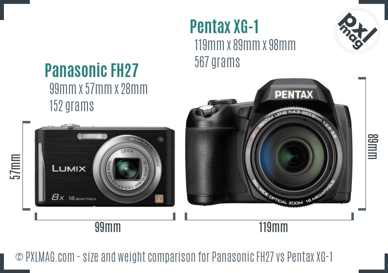 Panasonic FH27 vs Pentax XG-1 size comparison Panasonic FH27 vs Pentax XG-1 size comparison