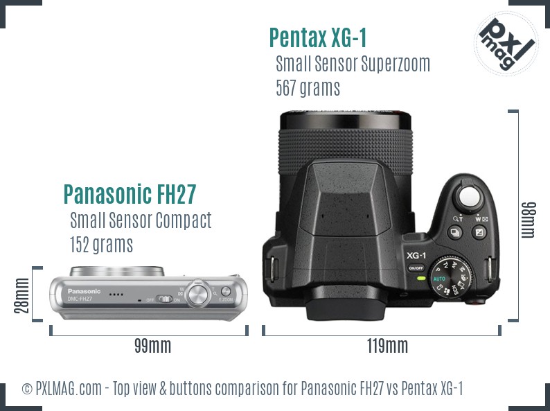Panasonic FH27 vs Pentax XG-1 top view buttons comparison
