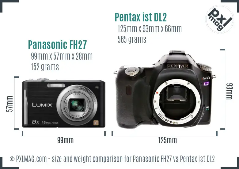 Panasonic FH27 vs Pentax ist DL2 size comparison