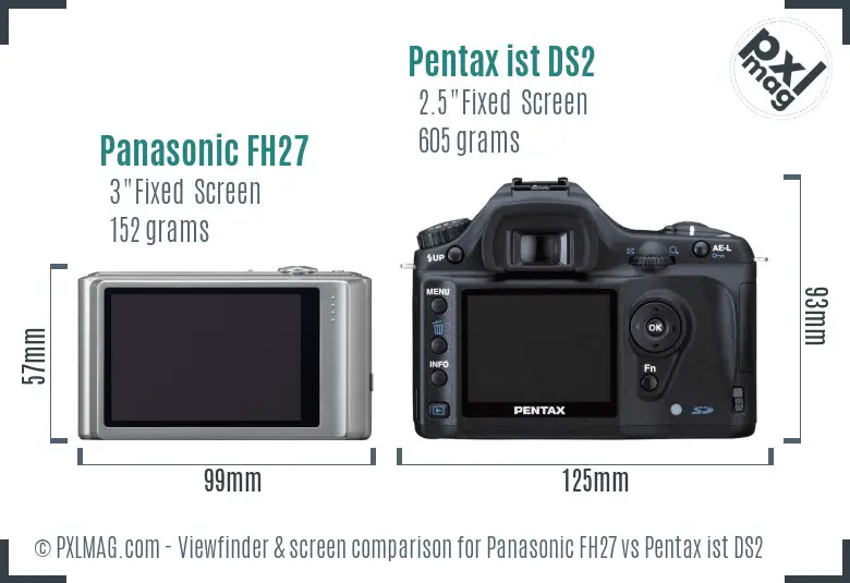 Panasonic FH27 vs Pentax ist DS2 Screen and Viewfinder comparison