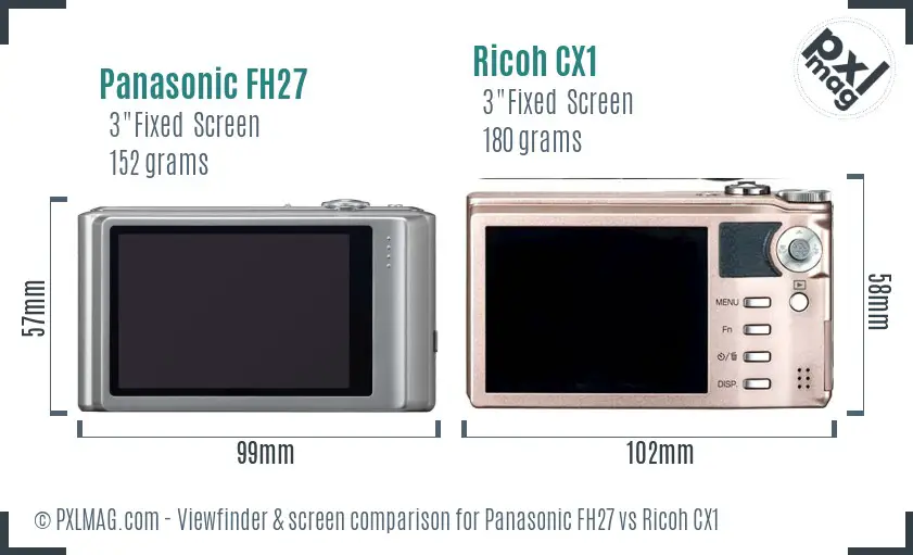 Panasonic FH27 vs Ricoh CX1 Screen and Viewfinder comparison Panasonic FH27 vs Ricoh CX1 Screen and Viewfinder comparison