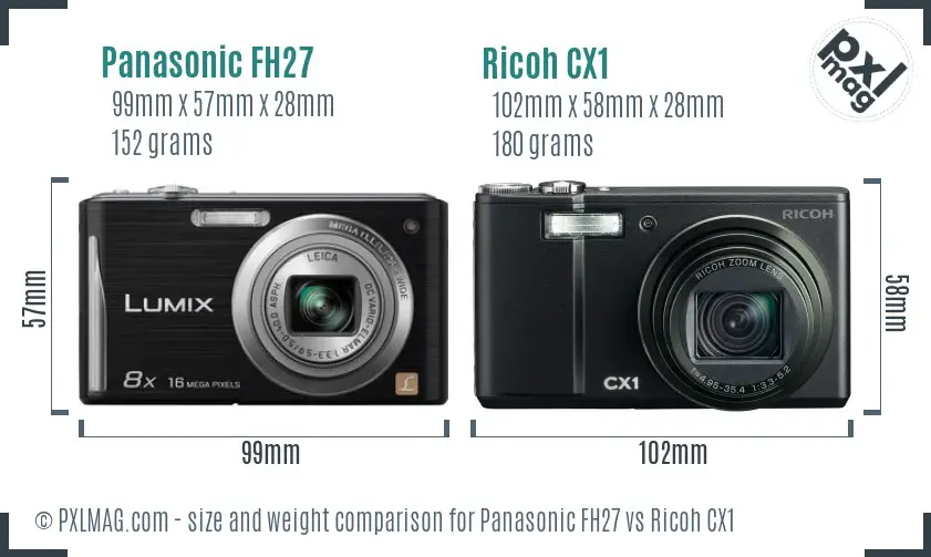 Panasonic FH27 vs Ricoh CX1 size comparison Panasonic FH27 vs Ricoh CX1 size comparison