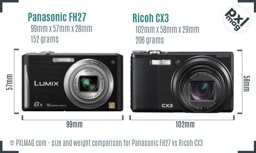 Panasonic FH27 vs Ricoh CX3 size comparison Panasonic FH27 vs Ricoh CX3 size comparison