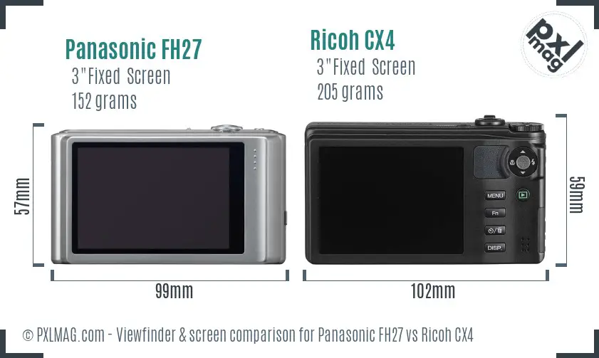 Panasonic FH27 vs Ricoh CX4 Screen and Viewfinder comparison
