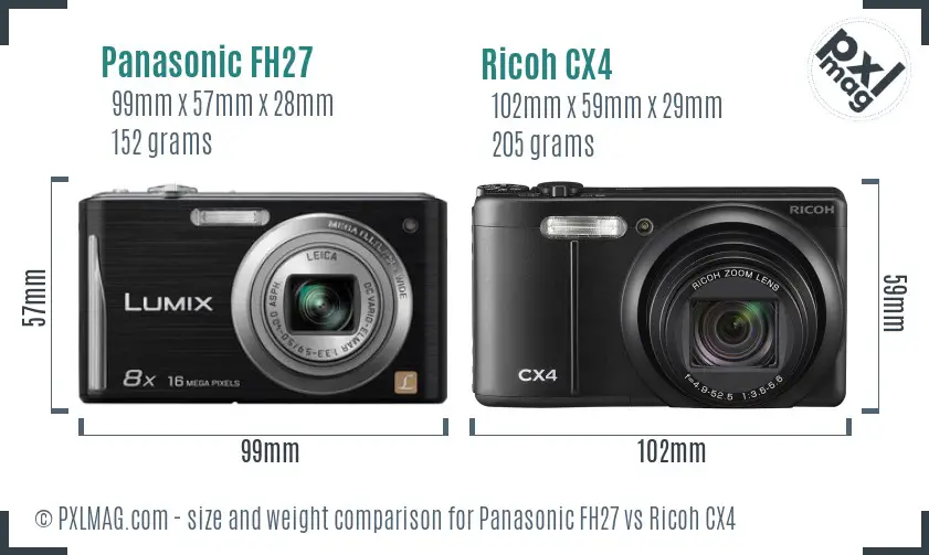 Panasonic FH27 vs Ricoh CX4 size comparison