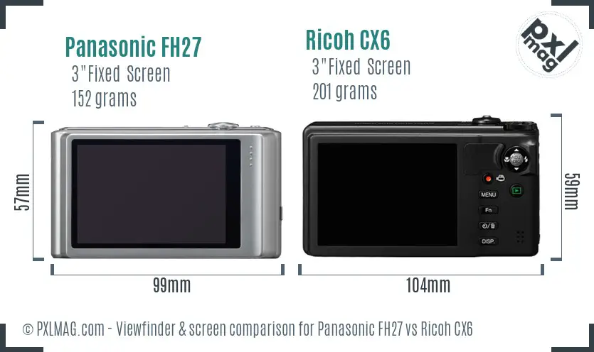 Panasonic FH27 vs Ricoh CX6 Screen and Viewfinder comparison