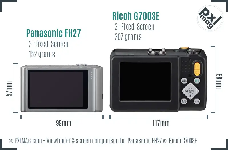 Panasonic FH27 vs Ricoh G700SE Screen and Viewfinder comparison