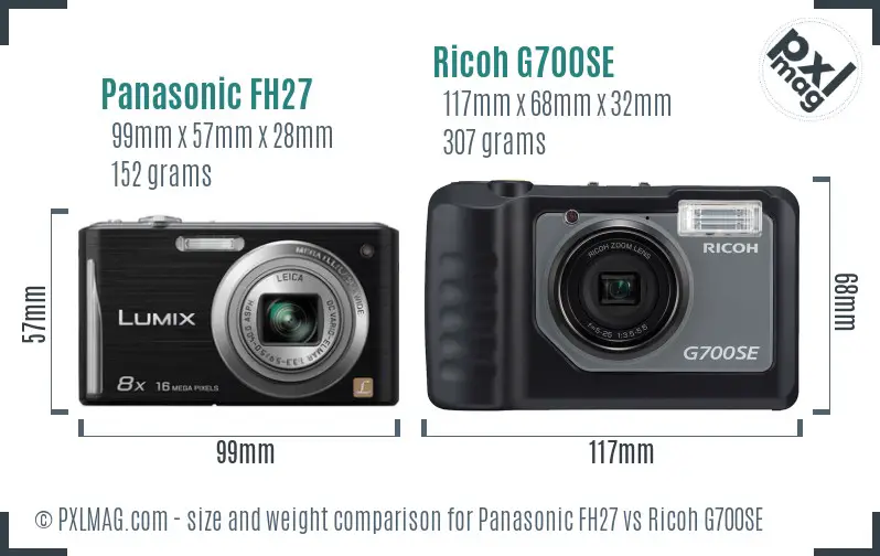 Panasonic FH27 vs Ricoh G700SE size comparison