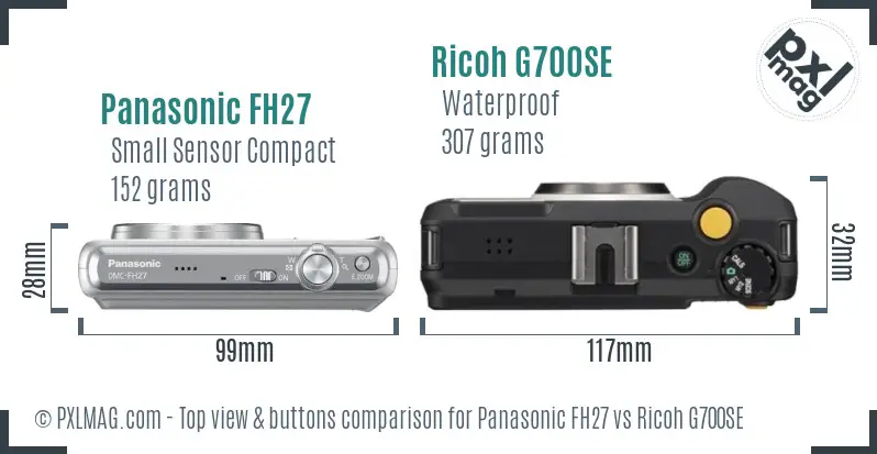 Panasonic FH27 vs Ricoh G700SE top view buttons comparison