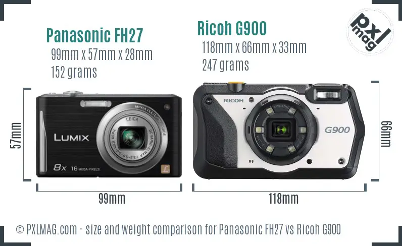 Panasonic FH27 vs Ricoh G900 size comparison