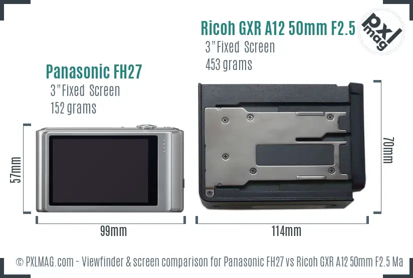 Panasonic FH27 vs Ricoh GXR A12 50mm F2.5 Macro Screen and Viewfinder comparison Panasonic FH27 vs Ricoh GXR A12 50mm F2.5 Macro Screen and Viewfinder comparison
