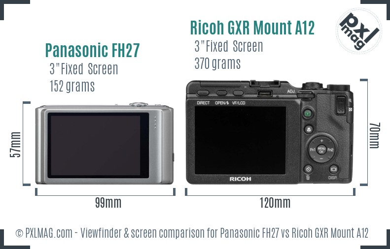 Panasonic FH27 vs Ricoh GXR Mount A12 Screen and Viewfinder comparison