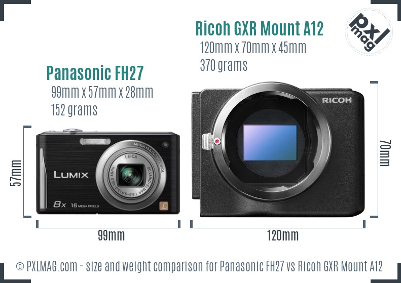 Panasonic FH27 vs Ricoh GXR Mount A12 size comparison