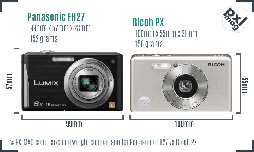 Panasonic FH27 vs Ricoh PX size comparison Panasonic FH27 vs Ricoh PX size comparison