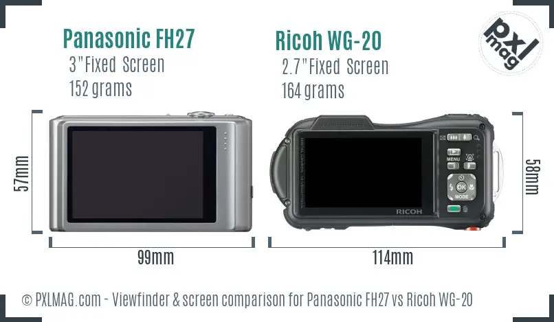 Panasonic FH27 vs Ricoh WG-20 Screen and Viewfinder comparison